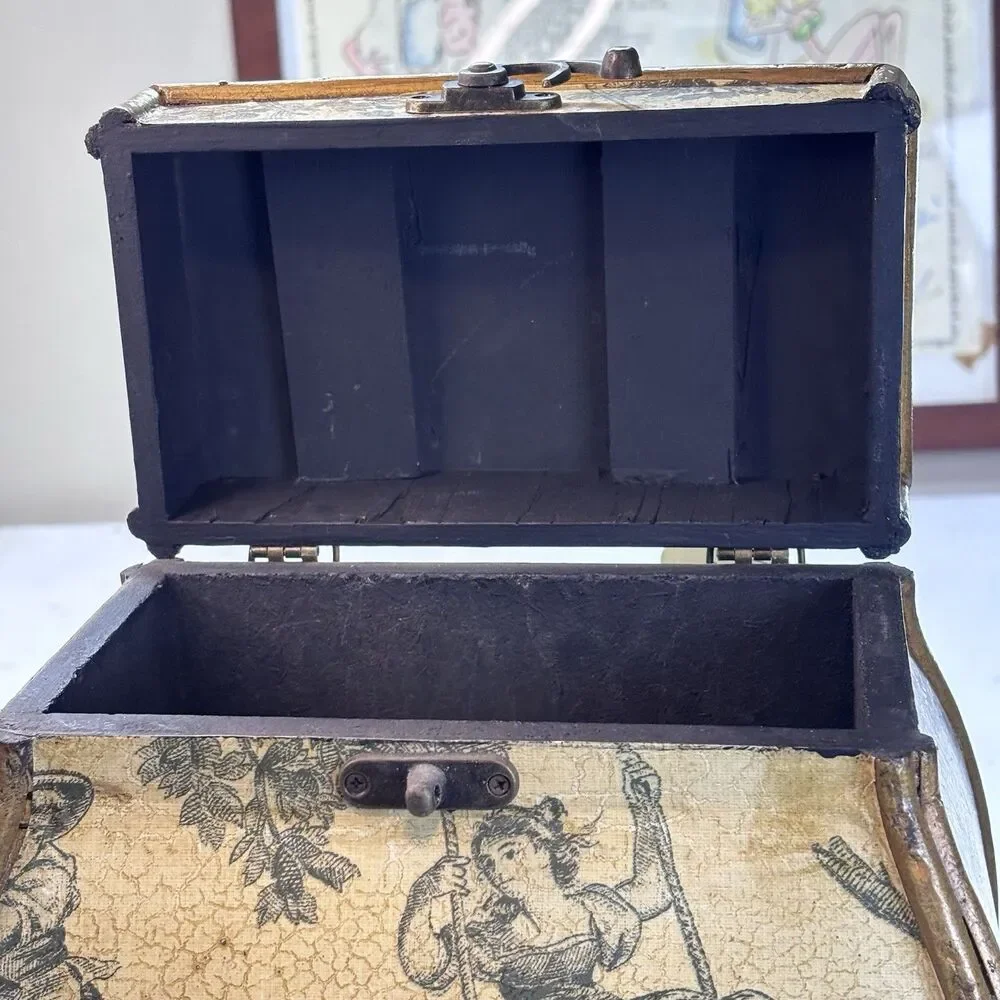 Vintage Style Wooden Wine Bottle Storage Box French Toile Decoupage Rustic Decor